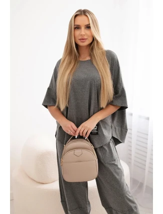 Bavlněný komplet halenka + kalhoty Grafit