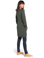 B101 Tunika nadměrné velikosti s dělenými boky - vojensky zelená