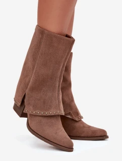 Dámské kozačky s vyvýšenou manžetou Vinceza 16516 – béžové