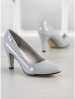 Stylové šedo-stříbrné dámské lodičky na jehlovém podpatku Stylové šedo-stříbrné dámské lodičky na jehlovém podpatku