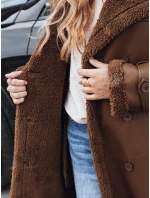 Dámský zimní kabát CHICFROST dlouhý hnědý kožený FashionStreet TY4992 Dámský zimní kabát CHICFROST dlouhý hnědý kožený FashionStreet TY4992