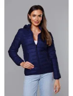 Tmavě modrá prošívaná dámská bunda s kapucí (B0124-3) Tmavě modrá prošívaná dámská bunda s kapucí (B0124-3)