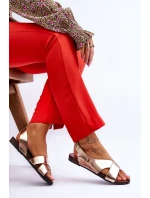 kožené sandály na suchý zip Zlaté Addison