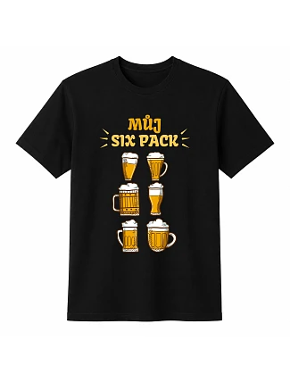 Pánské bavlněné tričko s potiskem - MŮJ SIX PACK - černé Pánské bavlněné tričko s potiskem - MŮJ SIX PACK - černé