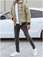 Pánská prošívaná zimní bunda s kapucí béžová FashionStreet TX4838