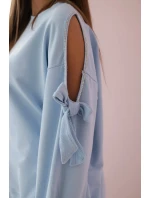 Sada mikiny s mašlí na rukávech a legínách modrý Sada mikiny s mašlí na rukávech a legínách modrý