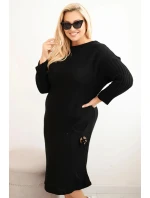 Dámské svetrkové šaty Plus Size s mohairovými oversized kapsami černá