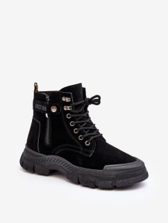 Zateplené semišové dámské botky Trapery černé Jailina