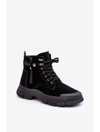 Zateplené semišové dámské botky Trapery černé Jailina