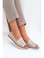 Kožené Děrované Baletky S Odkrytými Prsty S.Barski LR51-922 Béžové