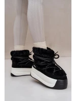 Kožené Dámské Sněhule Na Silné Podešvi S Kožešinou Big Star Černé