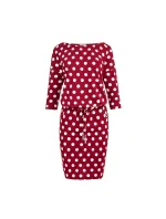 Dámské sportovní šaty v bordó barvě s puntíky, zavazováním a kapsičkami 13-111