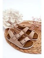 Dětské sandálky na korkové platformě se suchým zipem béžové Rorria