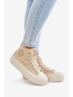 Zateplené Dámské Tenisky S Kožíškem Typu Beránek Big Star OO274A444 Béžové