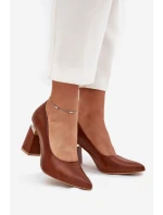 Kožené Lodičky Lewski 3117 Tmavě hnědé