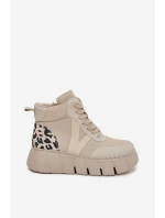 Dámské kotníkové boty na platformě z pravé kůže Vinceza – béžové