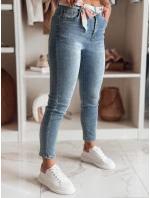 Dámské džínové kalhoty slim fit s páskem TRENDLINE modré FashionStreet UY2478