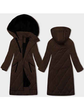 Dlouhá dámská zimní bunda v čokoládové barvě (5M3168-158) Dlouhá dámská zimní bunda v čokoládové barvě (5M3168-158)