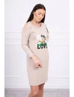 Šaty s potiskem Love béžové