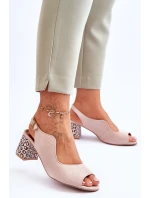 Dámské semišové sandály na podpatku Maciejka 05870-04 Béžová Dámské semišové sandály na podpatku Maciejka 05870-04 Béžová