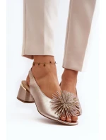 Kožené sandály s ozdobou Laura Messi 2719 Zlaté