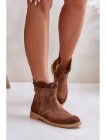 Nízké Dámské Boty Na Ploché Podešvi Zamszové Lewski 3624 Hnědé