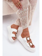 Eko Kožené Sandály Dámské Na Platformě S Přezkami Bílé Xanivia Eko Kožené Sandály Dámské Na Platformě S Přezkami Bílé Xanivia