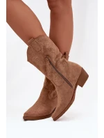 Dámské kotníkové boty cowgirl na podpatku – béžové Lovelle