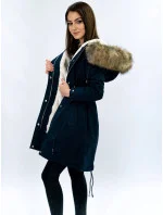 Tmavě modrá dámská zimní bunda parka s odepínací podšívkou a kapucí (7626) Tmavě modrá dámská zimní bunda parka s odepínací podšívkou a kapucí (7626)