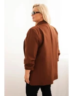 Dámská elegantní plus size sako čokoládová