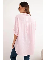 Dámská viskózová košile s krajkovými rukávy a límečkem béžová