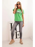 Dámská bavlněná halenka s ozdobným potiskem ESL zelená