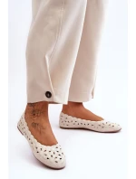 Ažurové Lesklé Baleríny Dámské Bežové Visionary Ažurové Lesklé Baleríny Dámské Bežové Visionary