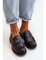 Zazoo 20102 Moderní Lakové Polobotky na Masivní Platformě Černé