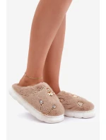 Kožené Pantofle S Potisky Tmavě Béžové Ivelfedi Kožené Pantofle S Potisky Tmavě Béžové Ivelfedi