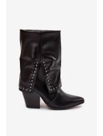 Kovbojky s obráceným kotníkem a zdobením zateplené Černé Inessia