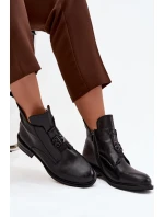 Dámské kotníkové boty zateplené s ozdobným detailem Briselda – černé