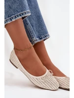 Dámské baleríny s pletením a mašlí Belirra – ecru Dámské baleríny s pletením a mašlí Belirra – ecru