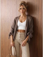 Dámský oversize kardigan bez zapínání, hnědý, FashionStreet MY2565