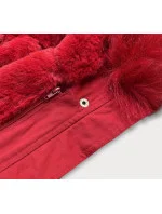 Červená dámská zimní bunda parka s kapucí a s odepínací podšívkou (7600)
