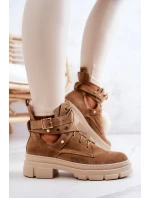 Semišove dámské kozačky s výřezy Camel Everly