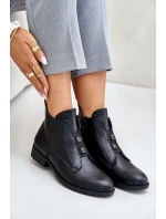 Zateplené dámské boty na plochém podpatku z eko kůže černé S.Barski HY42-716