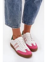 Dámské kožené tenisky ažurové Zazoo – bílo/růžové