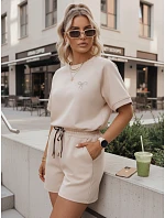 Dámská letní souprava s motýlem z měkké viskózy v béžové barvě FashionStreet AY1191