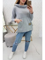 Mikina s kapucí s dlouhými zády šedá Mikina s kapucí s dlouhými zády šedá