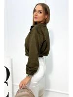 Semišová mikina na zip khaki