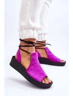 Semišové sandály na klínku Nicole 2743/067 Fuchsie