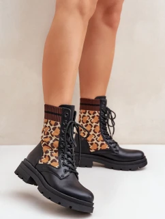 Dámské Botky Workery Se Ponožkou V Leopardím Černé Penthis