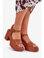 Dámské Sandály Na Masivním Podpatku A Platformě Z Eko Kůže Camel Korlevia