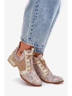 Kožené Kotníkové Boty Maciejka 05541-04 Béžovo-Zlaté